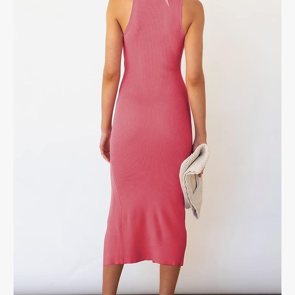 Pink Queen Cutout Sleeveless Tank Slit Midi Dress - Picture 4 of 4